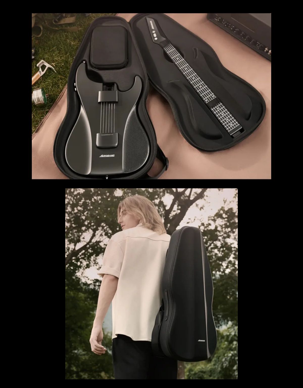 最終値下げaerobandギター AeroBand ギター エレキギター 痛みのないシリコン弦 トラベル